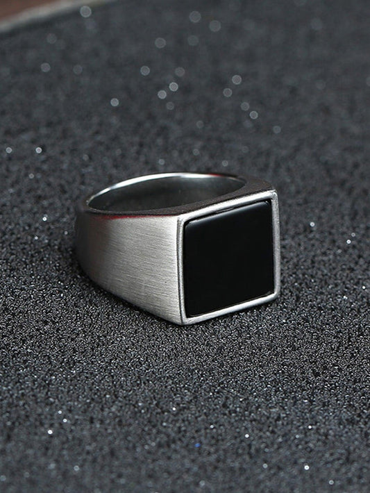 Bague Carrée Noire - Finch