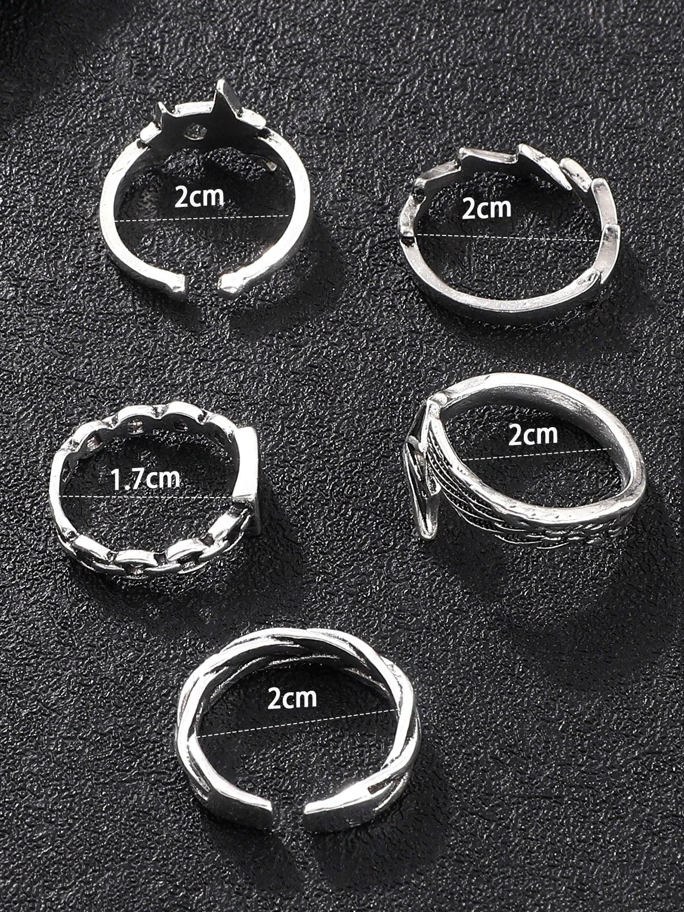 Hommes 5 pièces Bague Étoile & Décoration Éclair