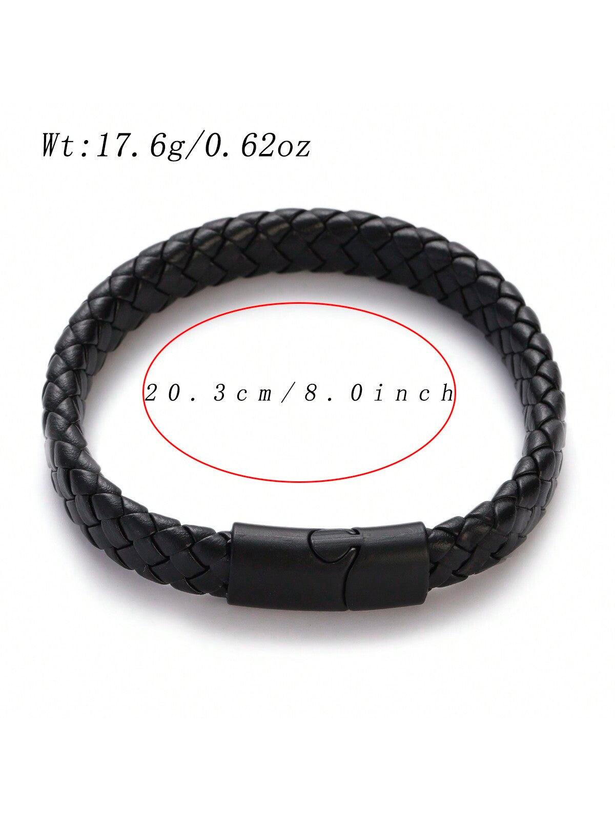 Bracelet masculin en cuir PU avec boucle noire matte