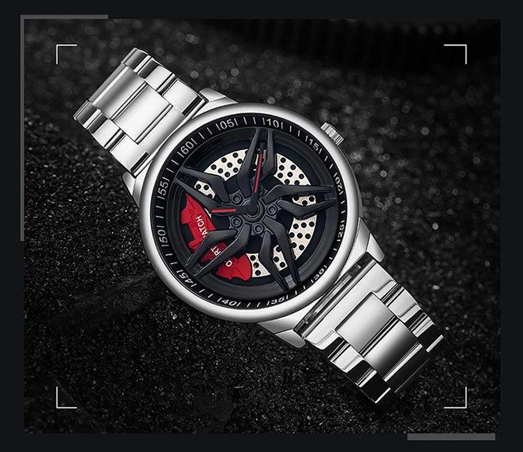 Montre pour Hommes en Forme de Roue de Voiture