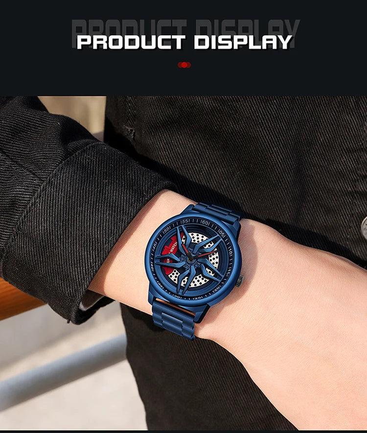 Montre pour Hommes en Forme de Roue de Voiture