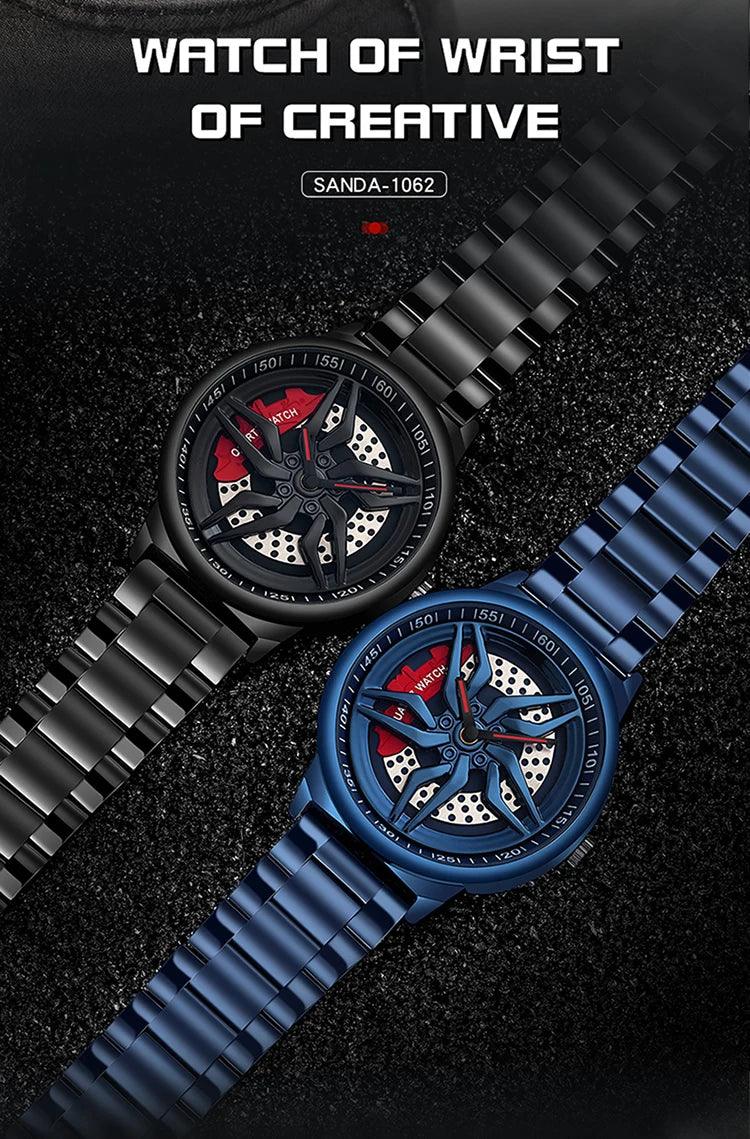 Montre pour Hommes en Forme de Roue de Voiture