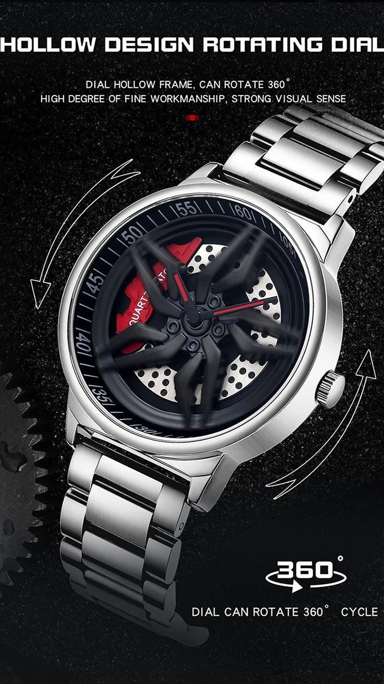 Montre pour Hommes en Forme de Roue de Voiture