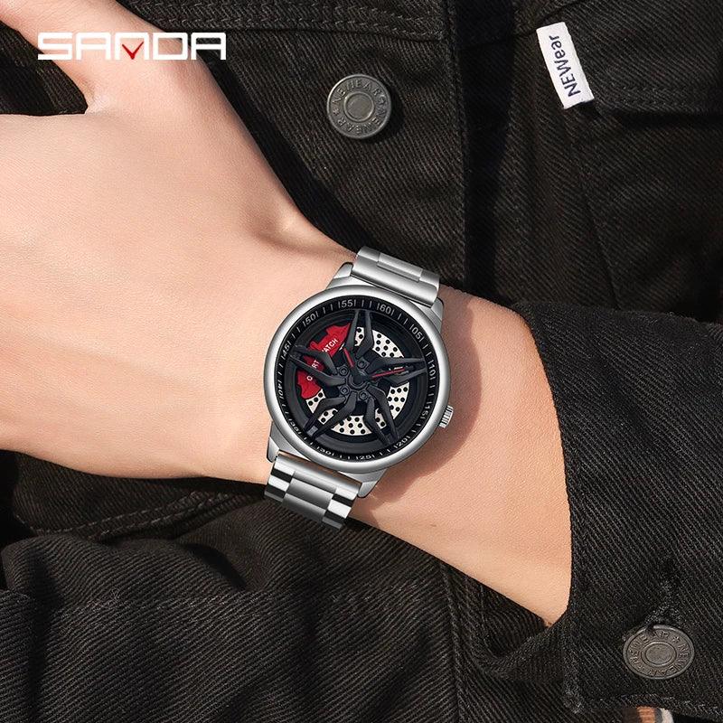 Montre pour Hommes en Forme de Roue de Voiture