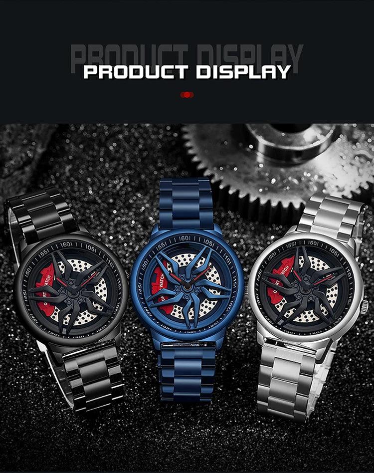 Montre pour Hommes en Forme de Roue de Voiture