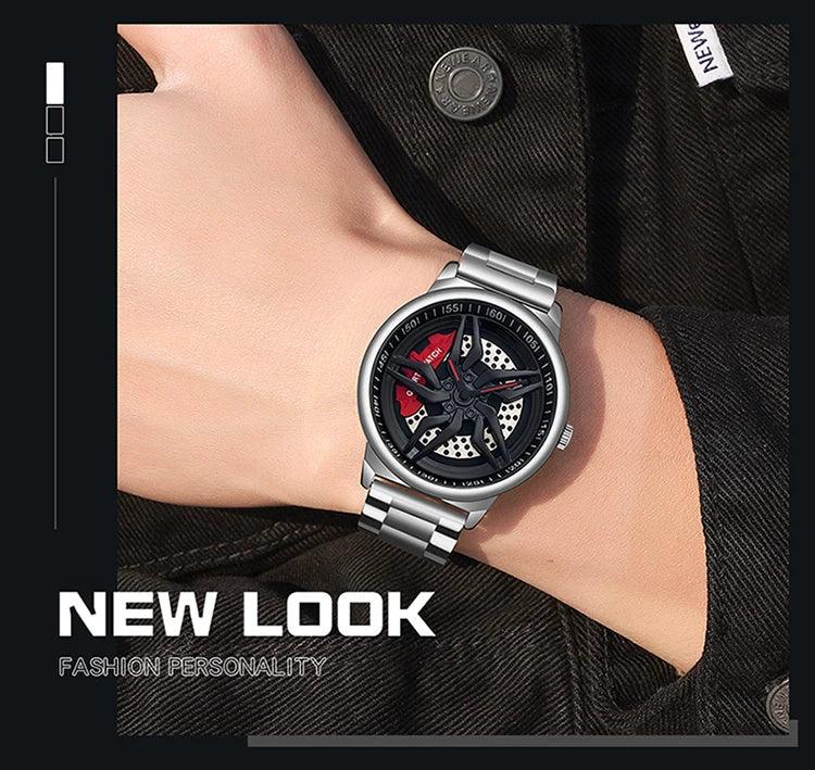 Montre pour Hommes en Forme de Roue de Voiture