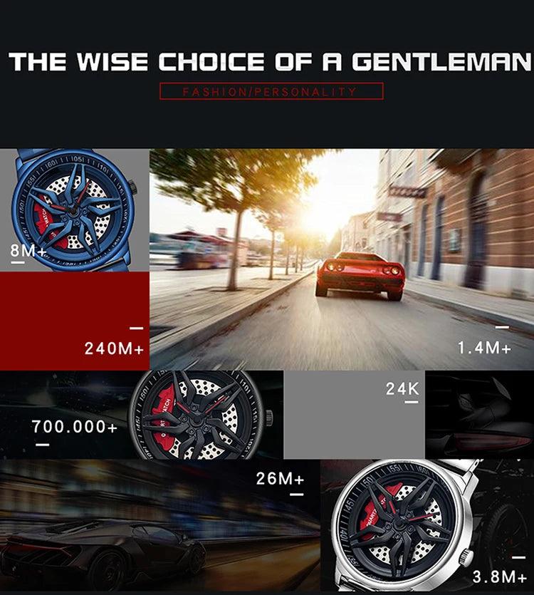 Montre pour Hommes en Forme de Roue de Voiture